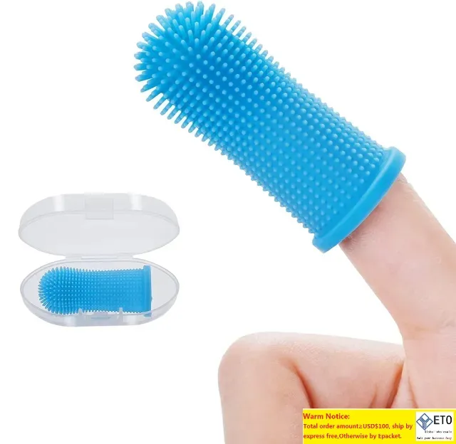 Toelettatura del cane Cane Super Soft Pet Finger Spazzolino da denti Pulizia dei denti Cura dell'alito cattivo Strumenti in silicone non tossico Forniture per gatti Inventario