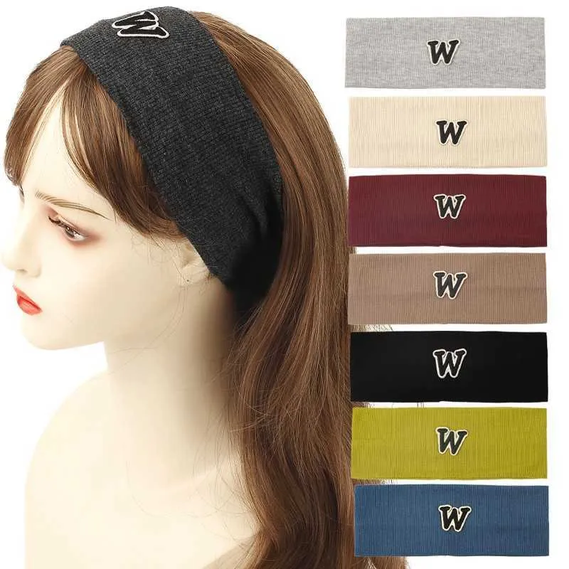 Pannband Ny Spring Autumn W Letter Daily AllMatch Sticked Bandanas Hair Band Pannband Hårband för kvinnor Hårtillbehör J230502