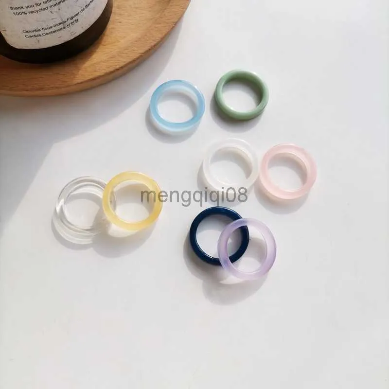 Ringas de banda moda moda vintage simples anel estético acetato colorido acrílico grosso redonda para mulheres acessórios de jóias