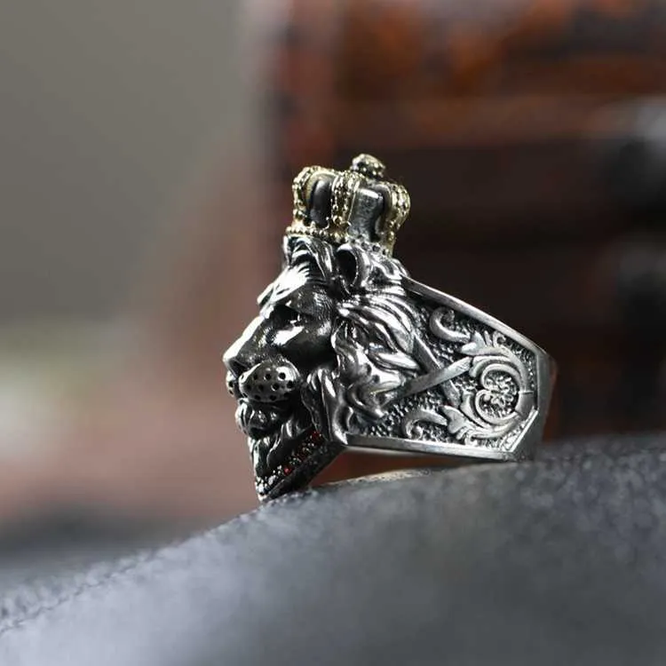 Adjustable Retro Hip Hop Crown Lion Ring For Men And Boys S925 Sterling Silver Vintage Jewelry From Dhxjl88 103.77 DHgate.Com