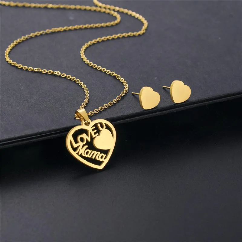 Collane con ciondolo Acciaio inossidabile Lucky Love Heart Lettere inglesi U MAMA Catena Ragazza Collana Gioielli Matrimonio Donna Madre Regalo