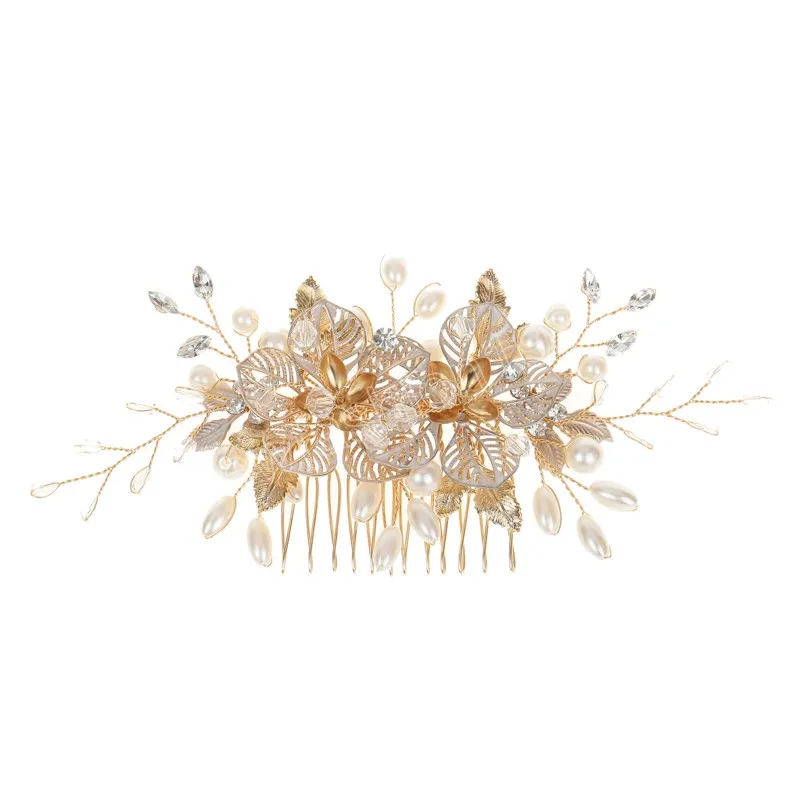 Mariée Cristal Peigne À Cheveux De Mariage Pinces À Cheveux Creux Fleur Doux Perles Accessoires De Cheveux Barrettes Fête D'anniversaire Coiffure