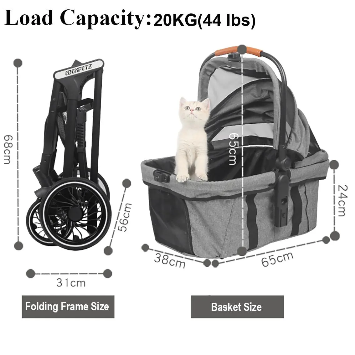 Carriers Load 20KG Detachable Stroller Foldable Car Basket Universal Wheel Pet Trolley Outdoor Travel Cat Dog Large Cart