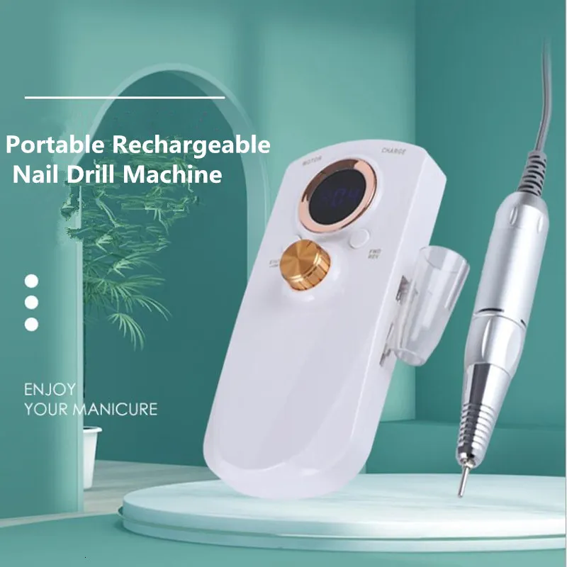 Équipement d'art d'ongle Machine de forage à ongles rechargeable portative 35000 tr/min Machine de manucure lime à ongles électrique outils d'art d'ongle ensemble pour foret à ongles 230428