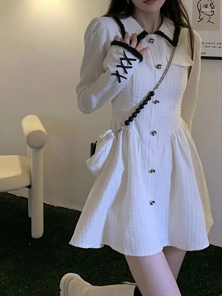 Robes décontractées Vêtements pour femmes 2023 Été OL A-ligne Mini Tweed Blazer Harajuku Chic Et Élégant Femme Robe Tunique Robes Style Coréen