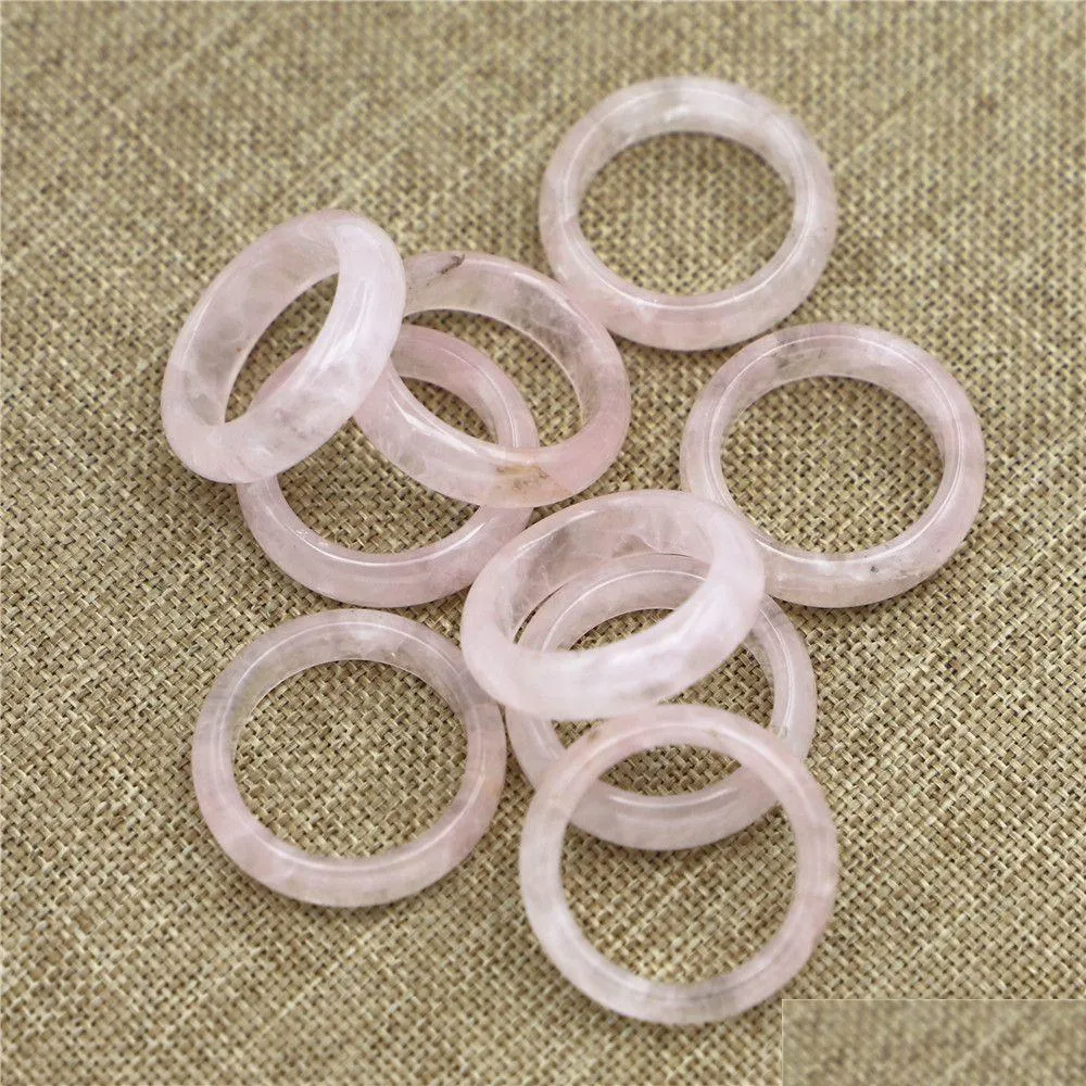 Полосы кольца 6 мм розовый хрустальный камень розовый кварц женский кольцо.