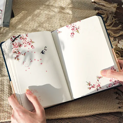 Anteckningar Färg Inside Page Notebook Chinese Style Creative Hardcover Diary Books Weekly Planner Handbook Scrapbook Beautiful Gift 230503