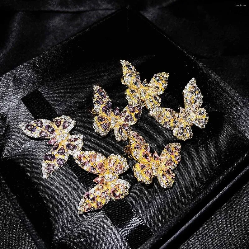 Baumeln Ohrringe Sommer Luxus Design Insekt Ohrstecker Rosa Schmetterling für Frauen Charme Braut Hochzeit