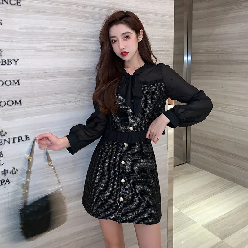 第一ネット Piece Two Womens Spring Chiffon Sweet With Set Dress Korean スーツ・フォーマル・ドレス