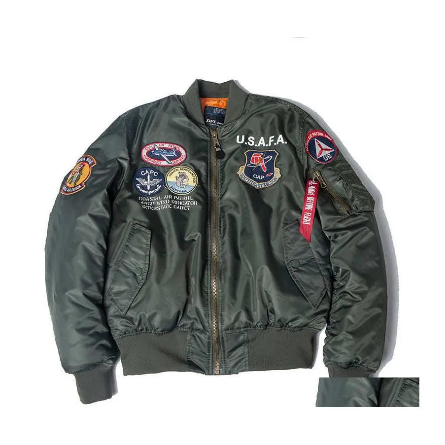 Vestes pour hommes A / W Usafa Vintage Pilot Bomber Flight Jacket Us Air Force Top Gun Hommes Vêtements Marques Winter Army Usn Ma1 Usmc Embroide Dh3B7