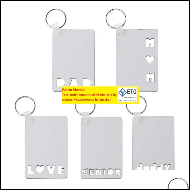 Christmas Decorations Festive Party Supplies Home Garden Sublimation Blank Keychain Pendant Mdf Double Sided Printing Heat Transfer Key Ch