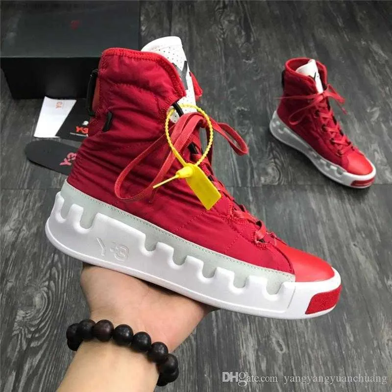 Y3 Bashyo Designer Sneakers Triple Black White And Red High Top