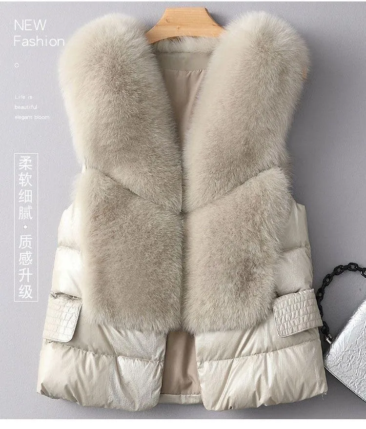 Gilet court en fausse fourrure de renard pour femme, vêtement d'extérieur, nouvelle collection automne-hiver 2022