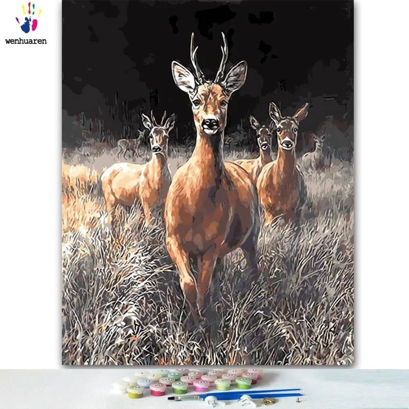 Numero colorazioni fai -da -te immagini per numeri con colori Sika Deer40x0 Picture Drawing Painting by Numbers incorniciata Home