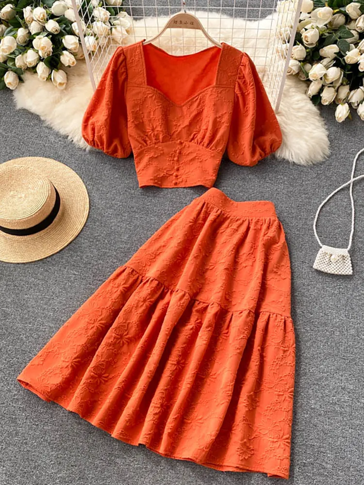 Orange two piece set sales