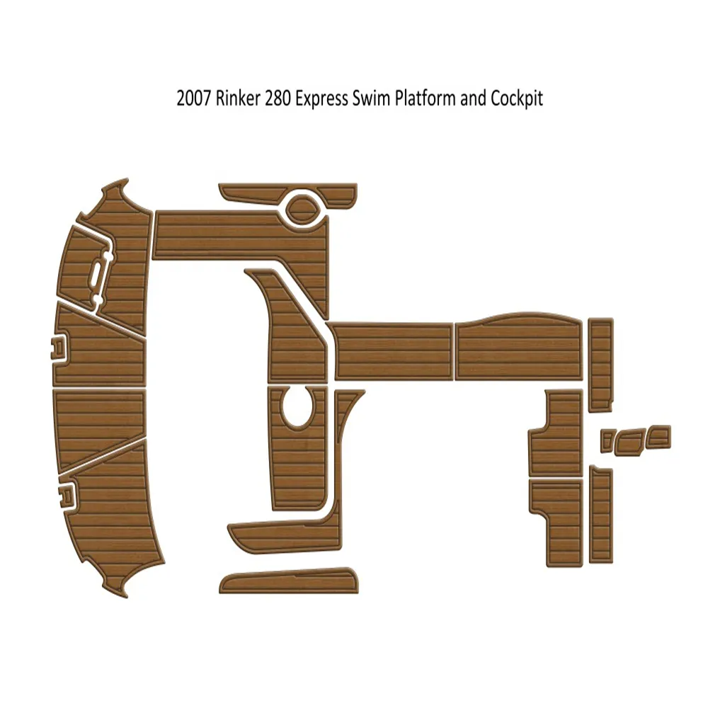 2007 Rinker 280 Express Piattaforma da bagno Imbottitura per pozzetto Barca Schiuma EVA Tappetino in teak Tappetino autoportante Adesivo SeaDek Gatorstep Style Floor