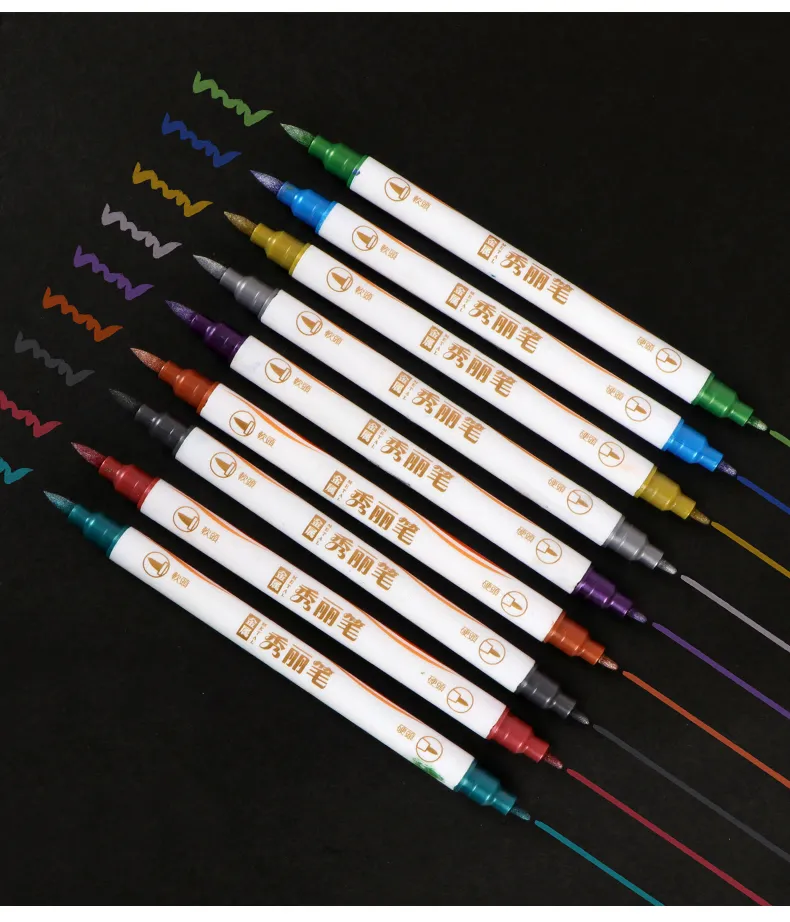Wholesale Fine Point Brush Metallic Marker Pens With Double