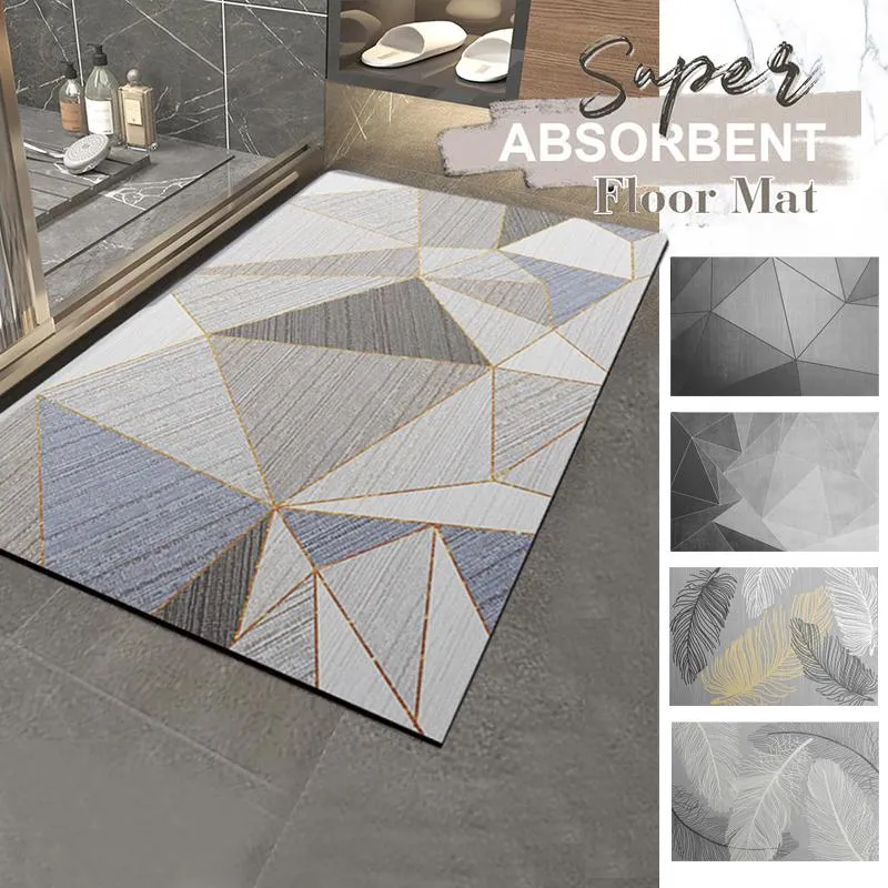 Tapis de bain géométrique absorbant, paillasson Simple pour la maison, à séchage rapide, antidérapant, pour salle de bain, moderne, tapetes de