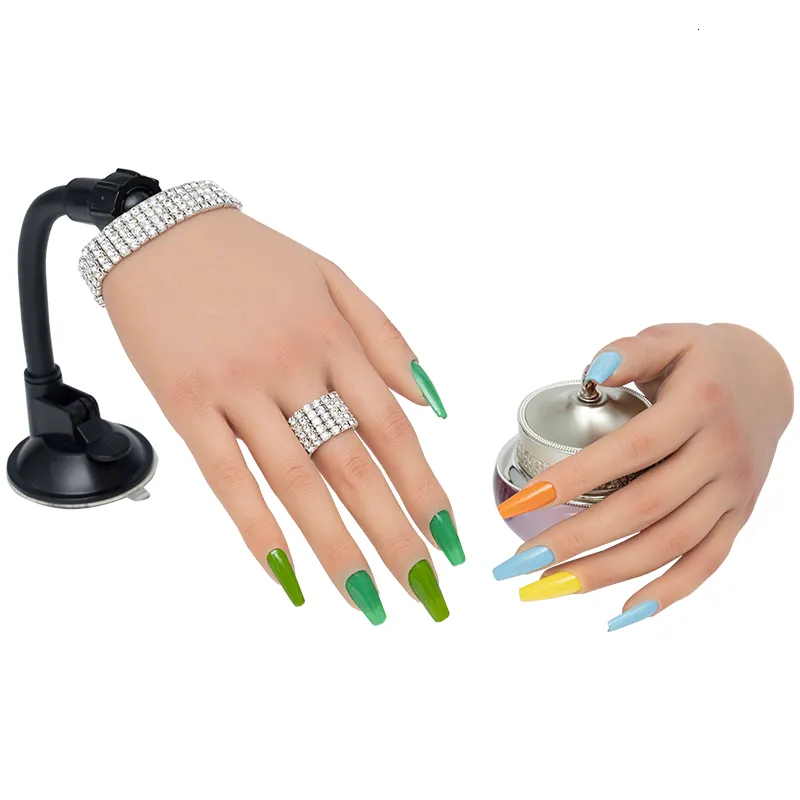 Nail Practice Display Nail Training Fake Hand For Acrylic Nails Silicone Hands to Practice Nail Hand Model 230428