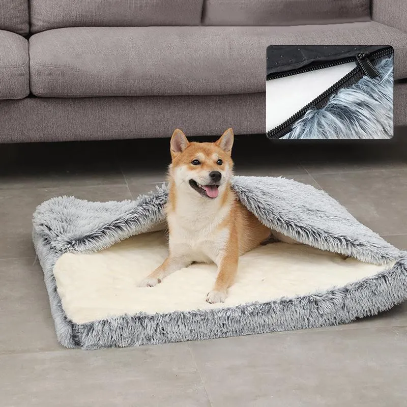 Accessories Removable Dog Bed Mat Plush Warm Pet Kennel Sofa Pad Blanket Cat Nest For Small Large Dogs Cats Washable House Cushion Products