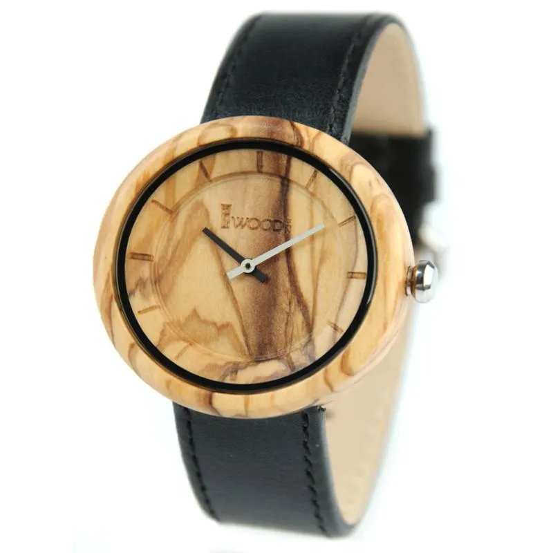 Armbandsur 2023 REDEAR Fashion Men Women Bamboo Watches Leather Band Quartz Watch Luxury Wood Dress Relogio Masculino