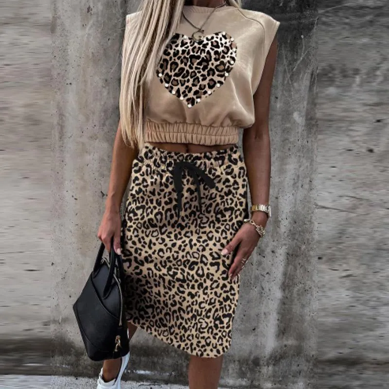 Abito Gonna Longuette Da Donna A Righe Leopardate Abito Estivo