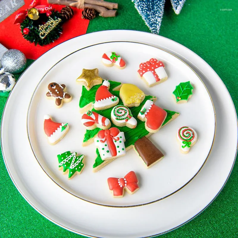 Bakvormen kerstmini ring koekje schimmel set cartoon peperkoek boog xmas tree cookie cutter kinderen keuken diy cake fondant gereedschap gereedschap