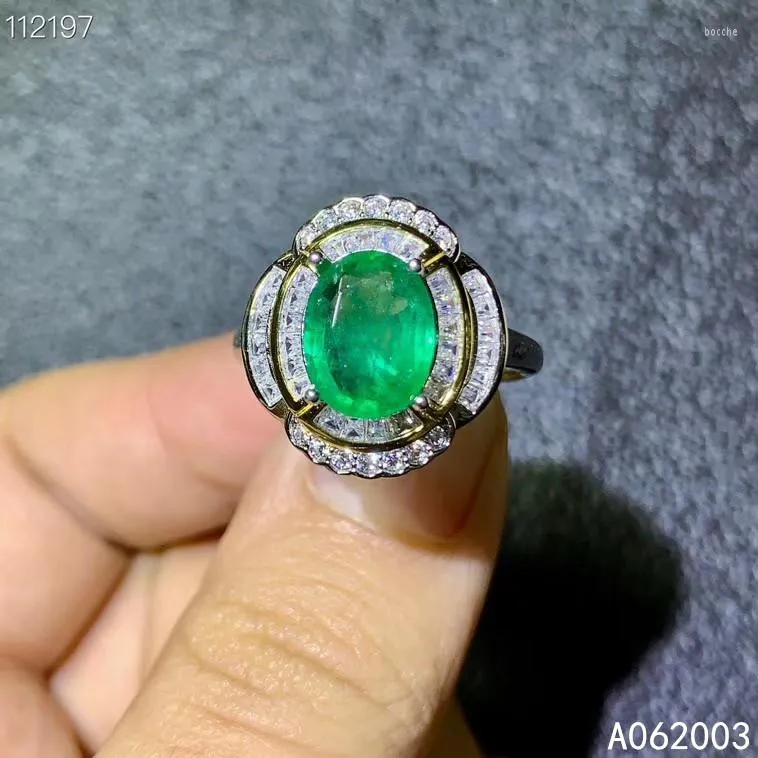 Cluster Rings KJJEAXCMY Fine Jewelry 925 Sterling Silver Inlaid Natural Gemstone Emerald Female Girl Miss Woman Ring Beautiful