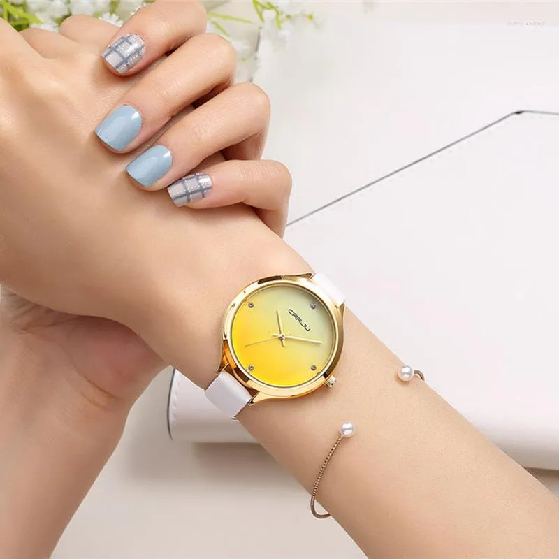 Wristwatches Relogio Feminino CRRJU Gold Women Watch Fashion Luxury Business Female Top Brand Waterproof Beautiful