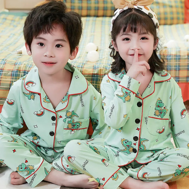 Pyjamas Teen Pyjamas Kinder Pyjamas Satin Nachtwäsche Langarm Mädchen Jungen Nachtanzüge für Kinder Kleidung Sets 230503