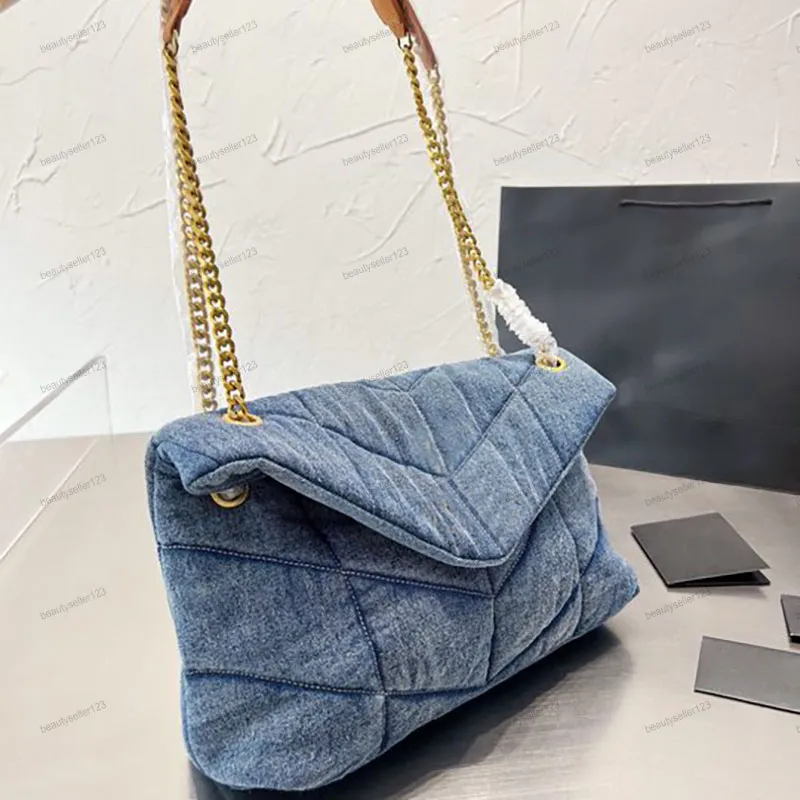 Top Designer Puffer Denim Shoulder Bag Handbag Purse Luxury Designer Tote Bags Women Cowboy Messanger Flaps Bags Crossbody Clutch Bag