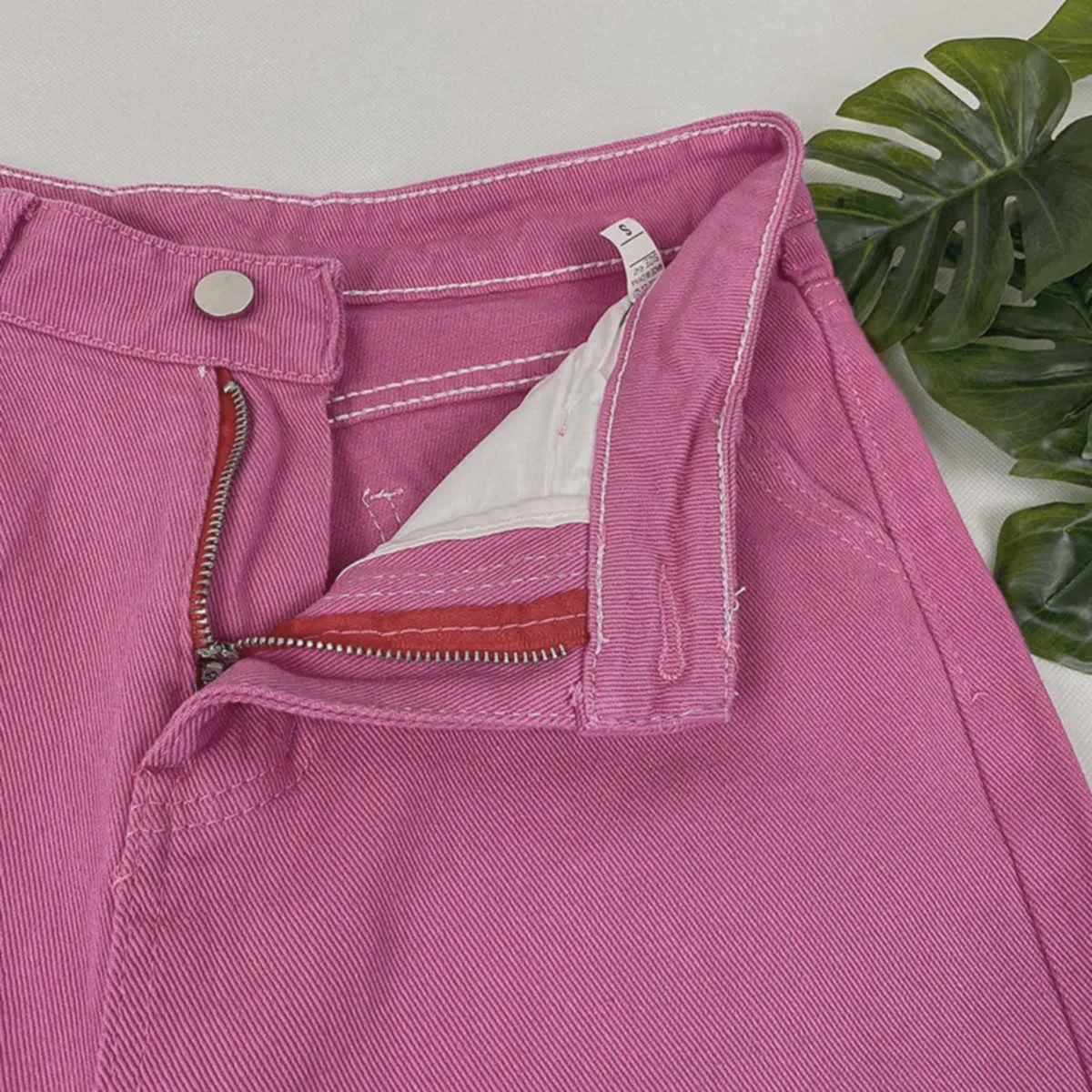 Hot Pink Pants Jeans y2k Baggy Women Straight Leg Denim Streetwear High  Waist Women's Loose Pants Clothing Fashion 2022