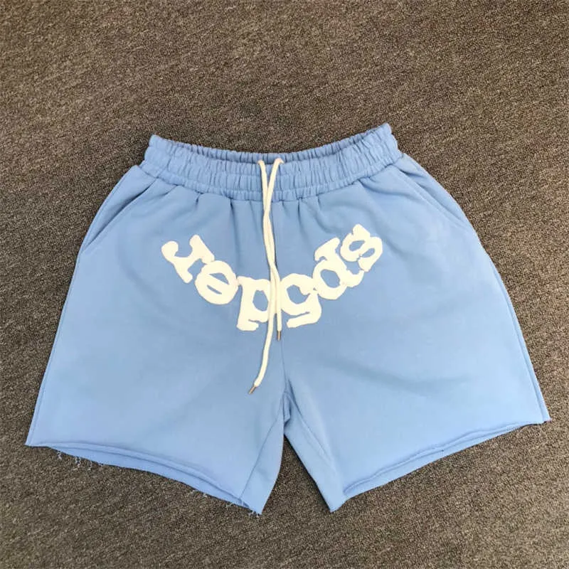 Mens Shorts Espuma Impressão Sp5der Young Thug 555555 Qua Roxo Shorts Homens Mulheres Aranha Qua Calças Oversized J230503