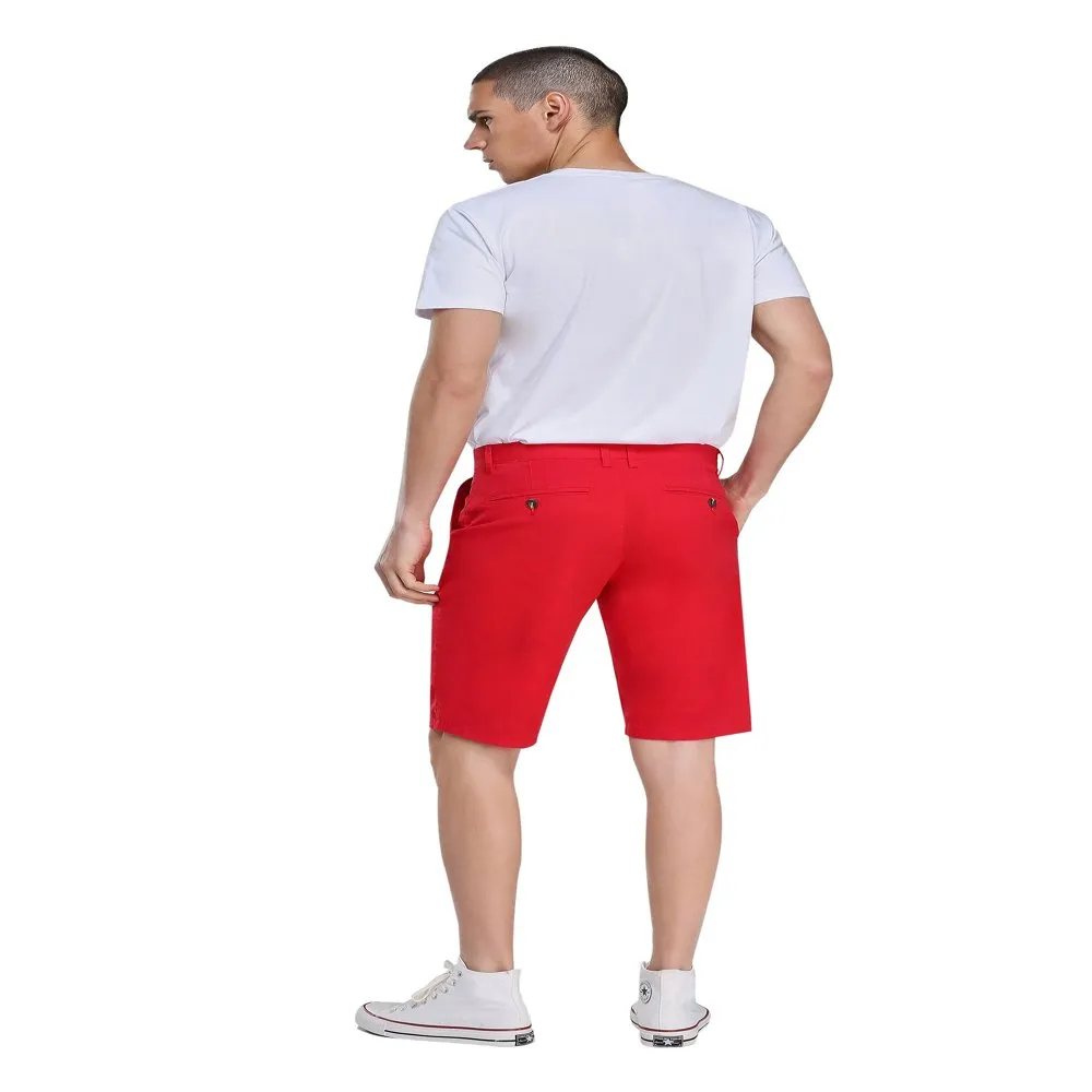 Män är platta främre shorts rak fit casual shorts röda 40