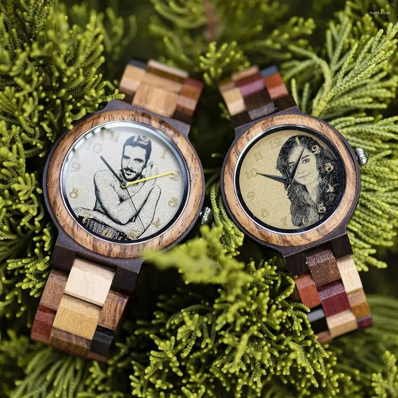 腕時計ボボ鳥のカップル木製時計日本語クォーツムーブメント男性のためのPOウォッチをカスタマイズ
