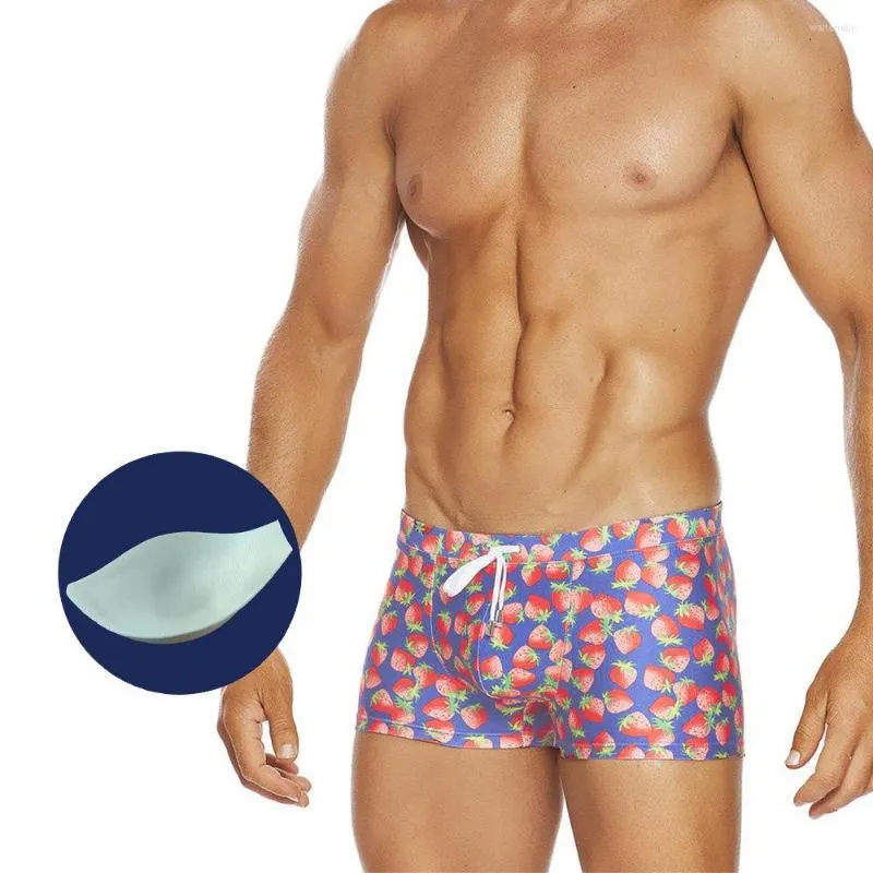 Mężczyzny stroje kąpielowe Mężczyźni pływające pnie z push podkładkę niską talię seksowne bokserki szorty pływające europejskie amerykańskie mody plażowe letnie plaż