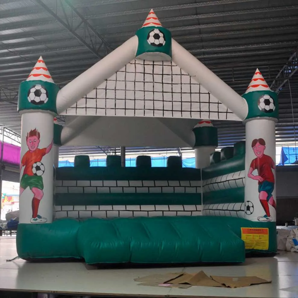 3.5x3.5m Leuk voetbal thema Bounce House opblaasbaar springuitsmijter met dakkinderen kind jumper voetbal veerkrachtig kasteel voor buitenevenement