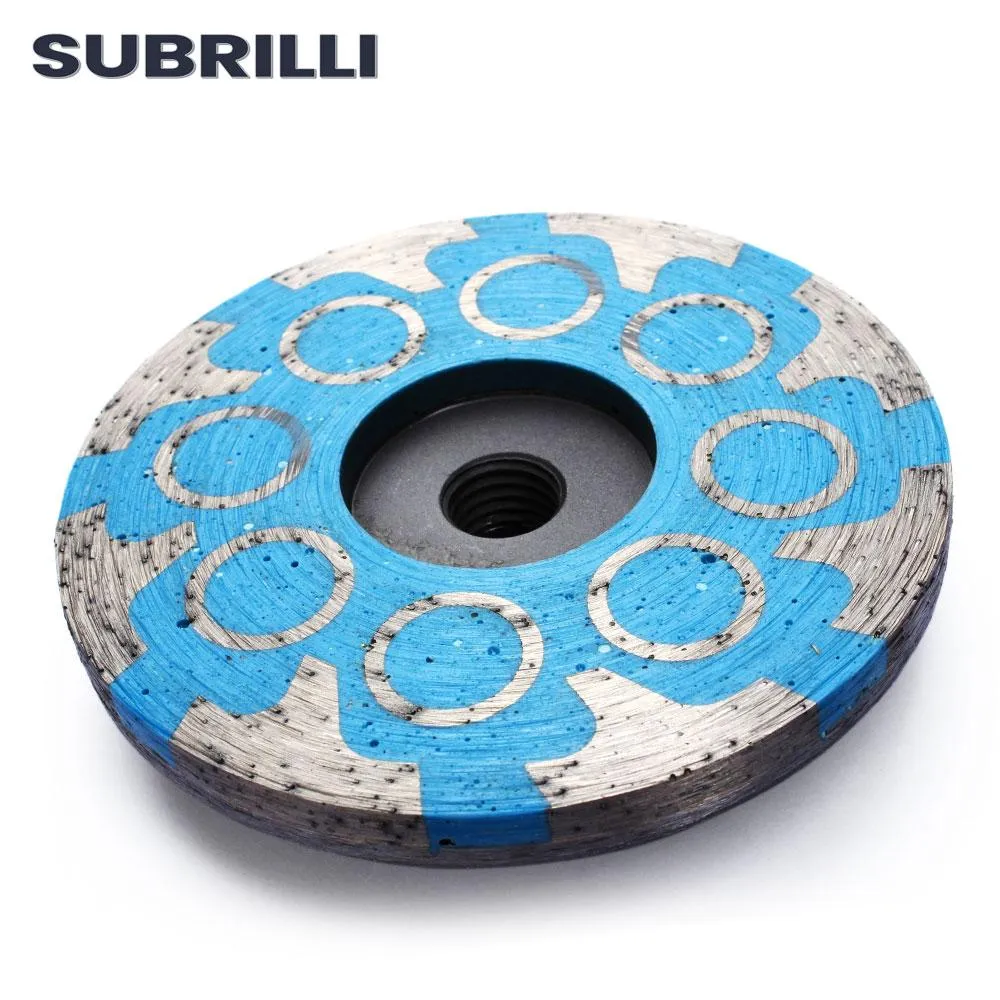 Slijpstenen SUBRILLI 4 "Copo de moagem de diamante Roda de resina preenchida turbo ferramenta abrasiva de moagem para granito mármore concreto M14 5/8" 11 rosca