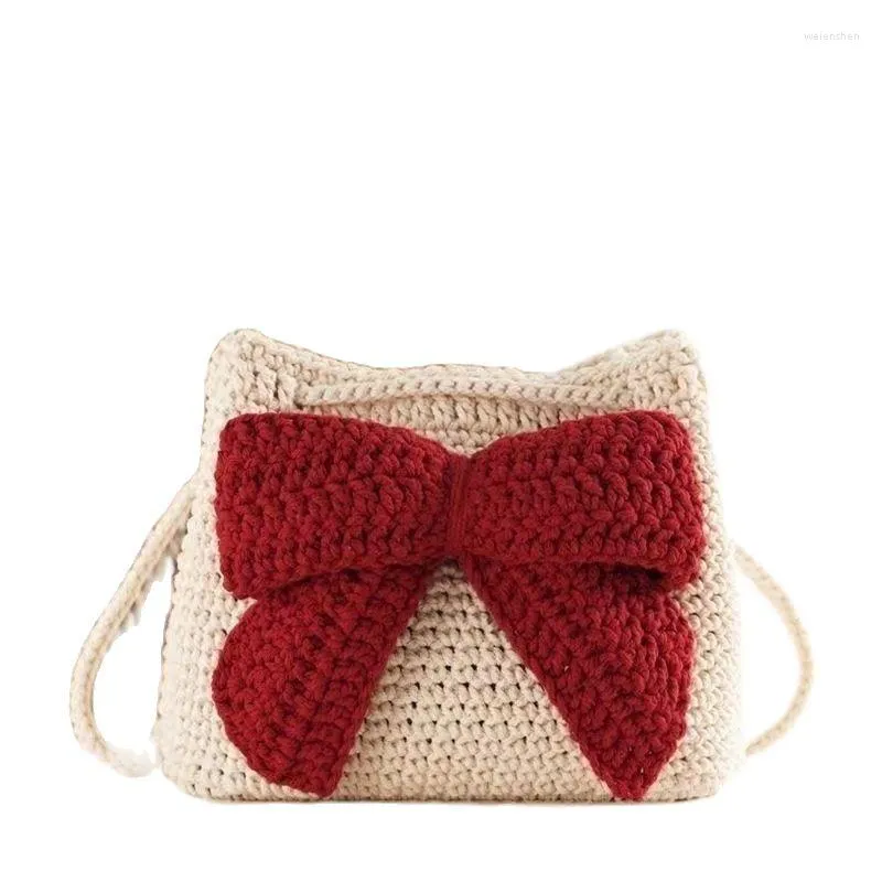 Duffel Bags Women's Crochet Tote Bag Sticked Shoulder Crossbody Handväskor Estetiska shopping Söta plånböcker Virkade hobo