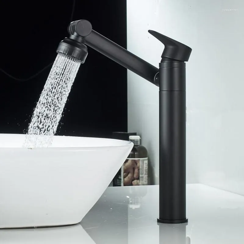 Bathroom Sink Faucets 360 Rotation Tall Faucet And Cold Water Mixer Basin Tap Black Single Hole