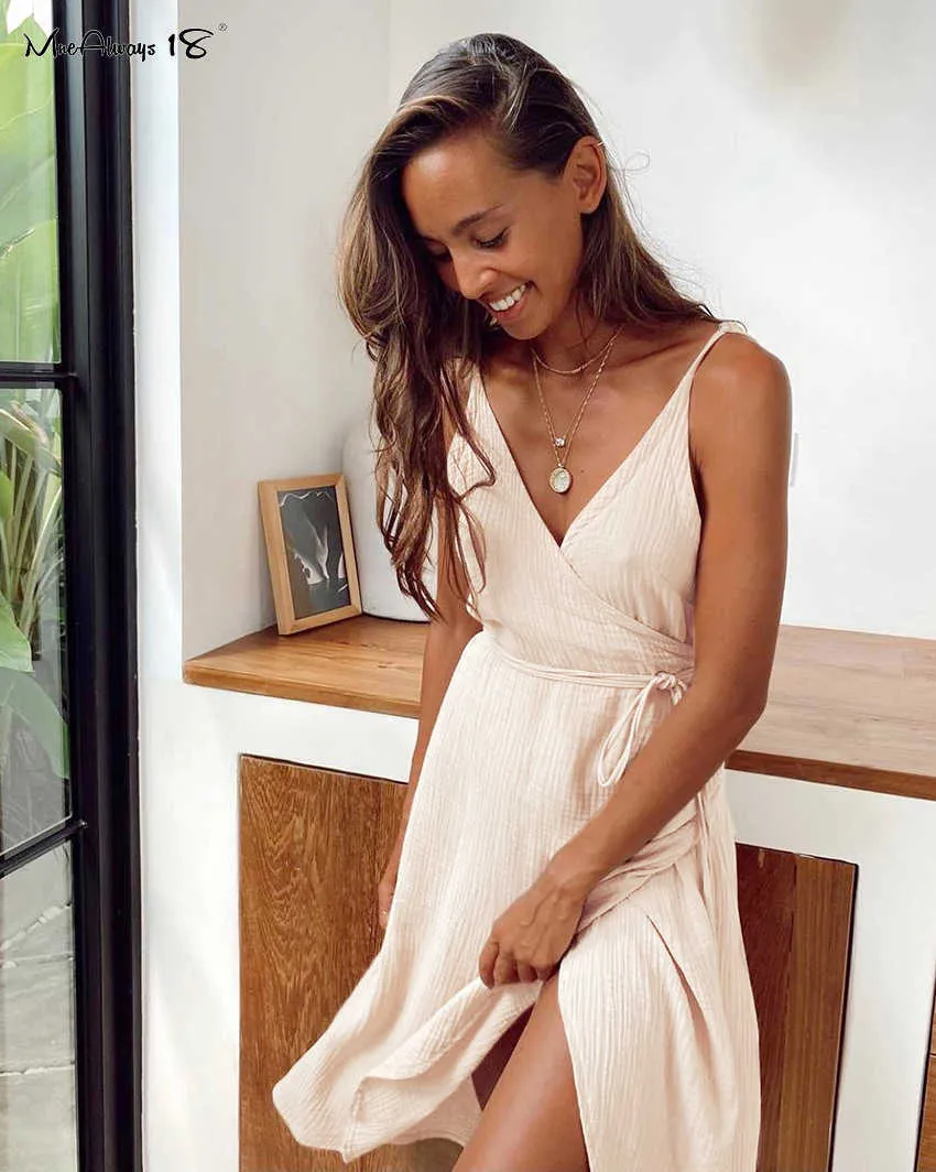 Mnealways18 Spaghetti Strap Lace Up Sundress Sexy Summer Wrap