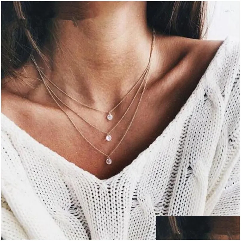 Łańcuchy łańcucha mtilayer Crystal Choker Naszyjniki dla kobiet proste naszyjnik do ciała biżuteria