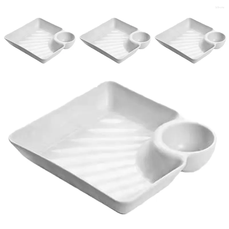 Ensembles de couverts 4 pièces assiette à dîner palette en plastique assiettes profondes apéritif puce trempette ensemble salade japonaise Sushi bol à tremper gâteau