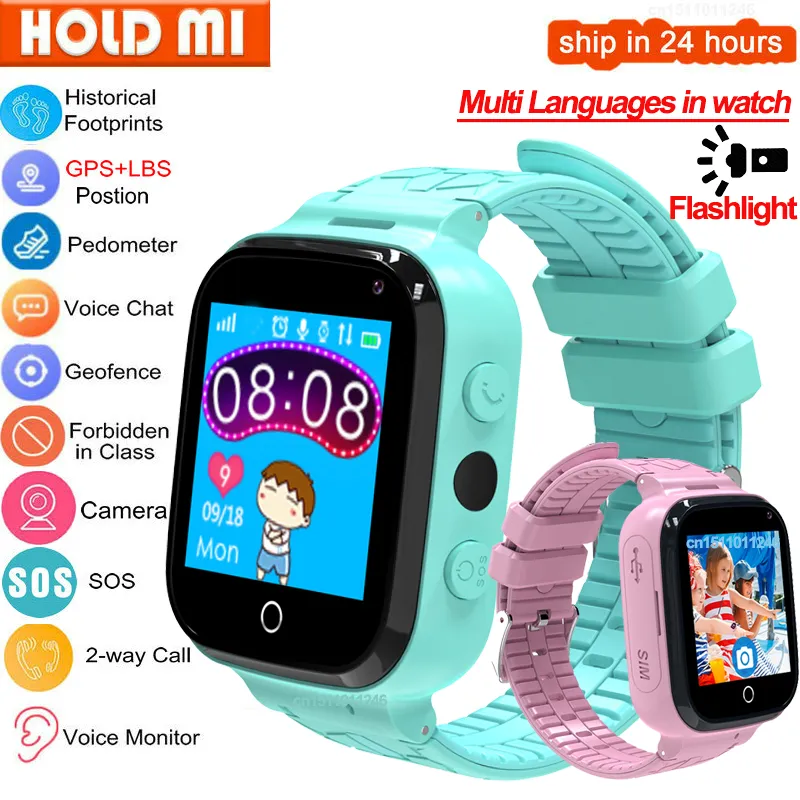 Smart GPS Tracker Kids Smart Watch For Kids With SOS Monitor And
