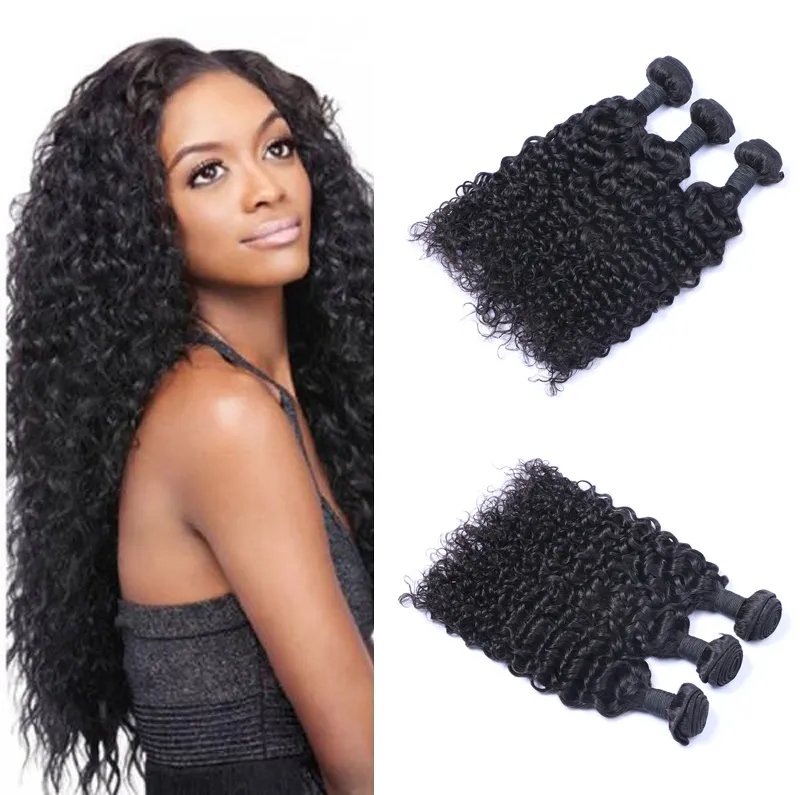 Cabelo de cabelo virgem humano brasileiro Jerry Curly Have Weaves não processados ​​Extensões de cabelo natural cor 100g/pacote de trama duplo 3bundles/lote