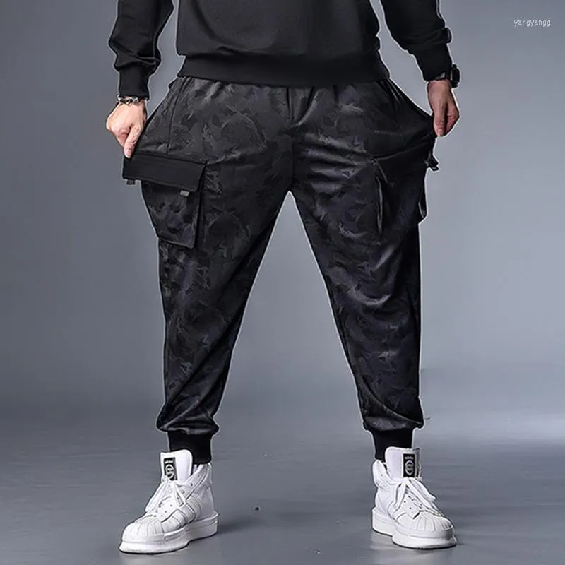 Men's Pants Men Casual Trousers Loose Long Increase XL-7XL Fatty Guy Solid Color Gray Camouflage Black Dropship