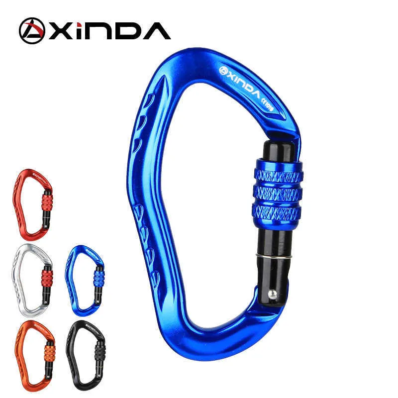 5 PCSCARABINERS XINDA XINDA ROCK CLABING CARABINER 22KN LOCK LOCK Aluminy Aluminy Gate محملة بنابض البقاء على قيد الحياة معدات الحماية P230420