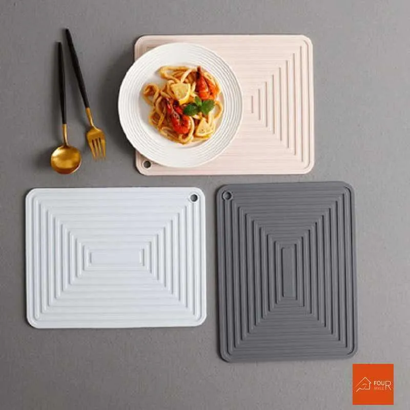 Tapis Pads Set de table Dessous de verre en silicone Grande taille Tapis de pot de sous-verre en silicone Tapis de table antidérapants Double face Carré Épaissi Cuisine en nid d'abeille Z0502