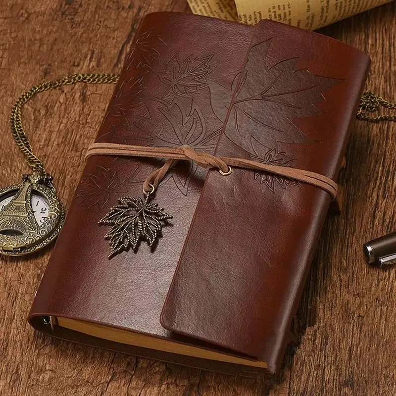 Note de notas Vintage Travelers Binder Notebook Blank Kraft Diário pu PU Leaf Notepad Journal Sketchbook Office Supplies A7A6A5 230503