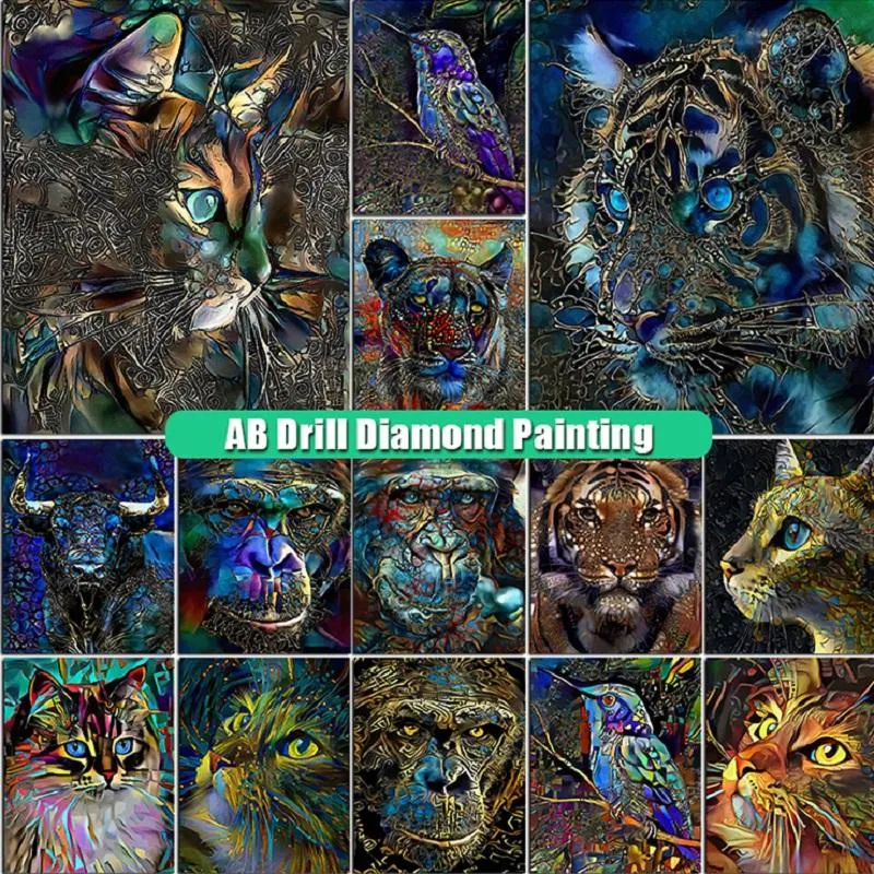 Stitch 5D Diy Aniaml Art Kit Diamant Embroidery Tiger AB Drill Diamond Painting Orangutan Lion Full Square/Round Mosaic Home Decoration